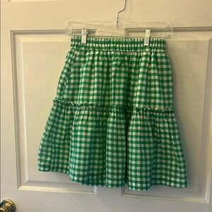 Draper James Green Checkered A-Line Skirt